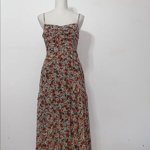 Lush Brown and Red Spaghetti Strap Sundress Maxi